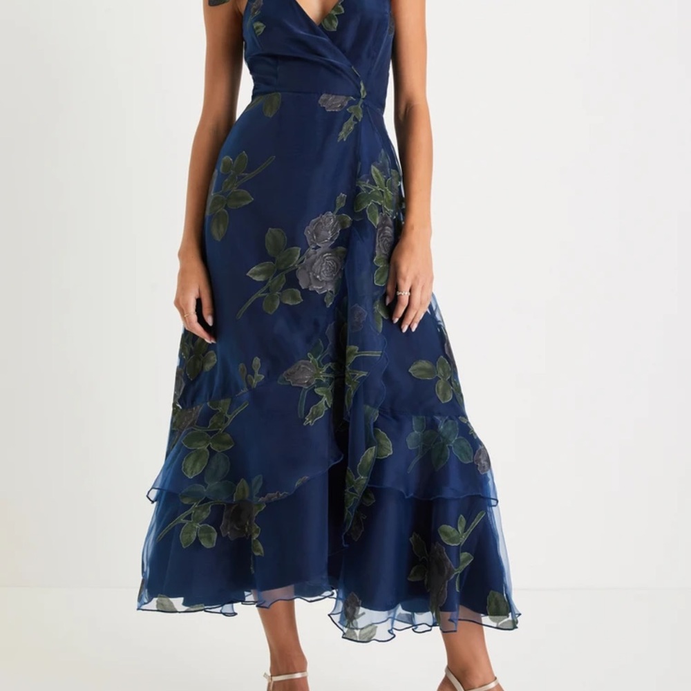Lulu's Navy Blue Floral High Low Dress - Picture 3 of 5
